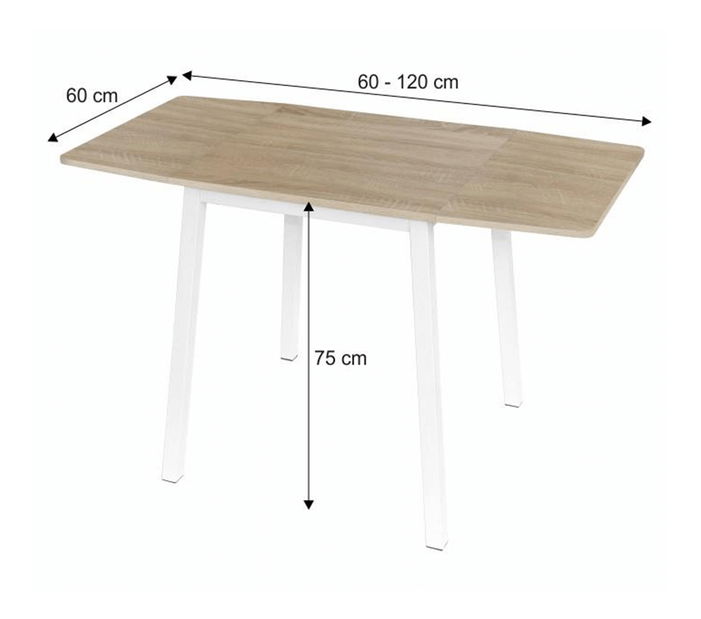 Masă de sufragerie Mizar (pentru 4 persoane) (stejar sonoma + alb)