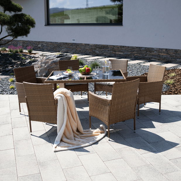 Záhradný nábytok Giselle 1+6 (umelý ratan)