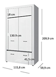 Ruhásszekrény Wanetta (fényes fehér)