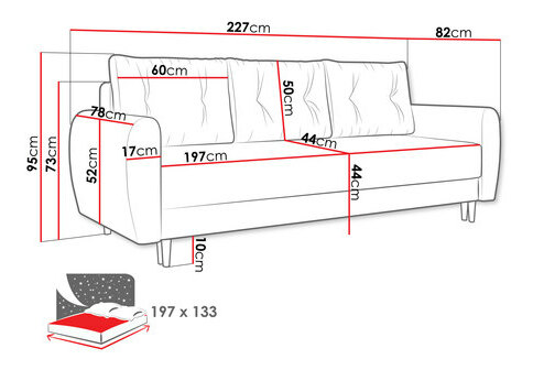 Sofa na razvlačenje Keklat (boja senfa) (s prostorom za odlaganje)