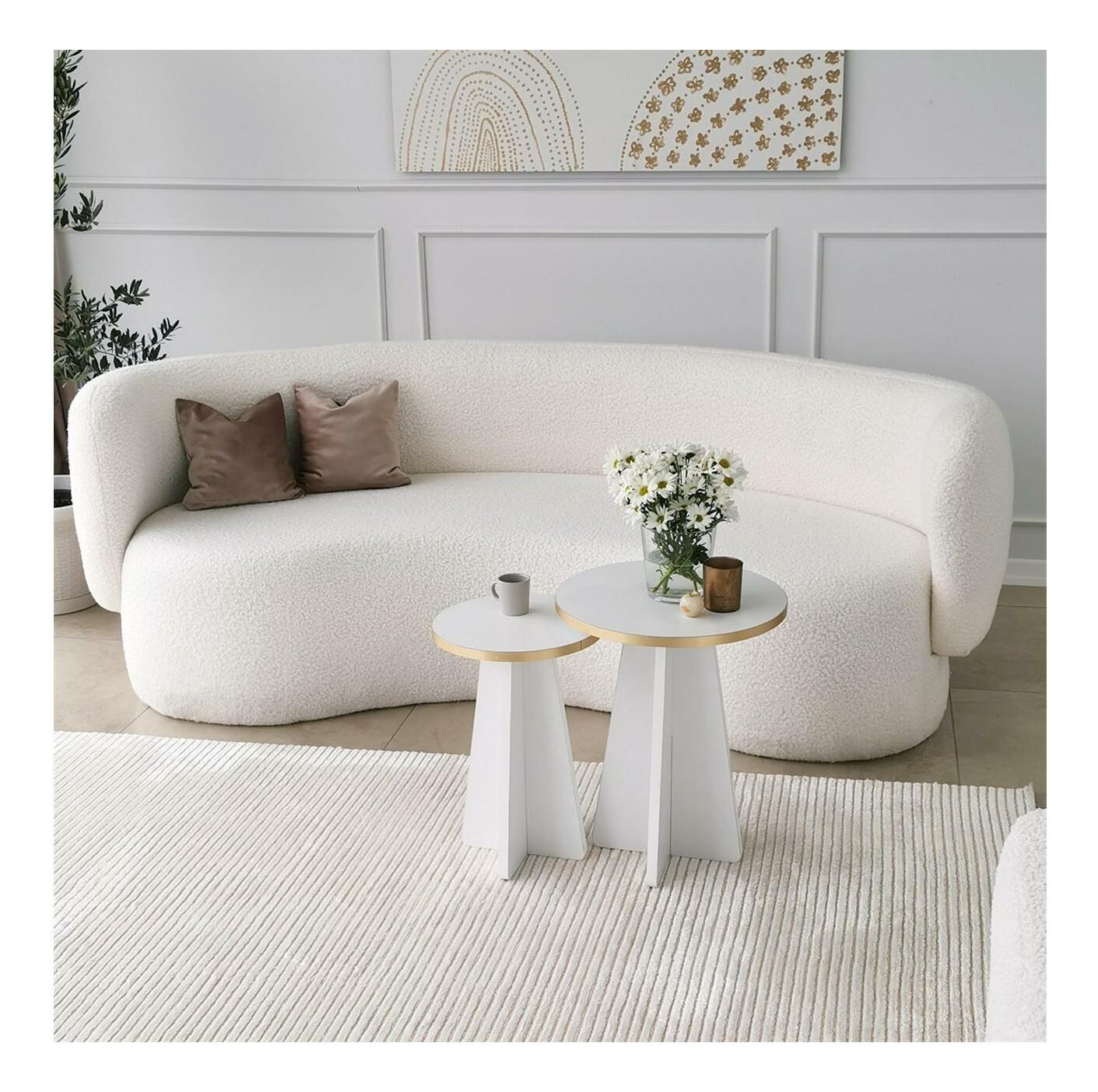 Set 2buc. măsuțe cafea Kabivo 1 (auriu + alb)