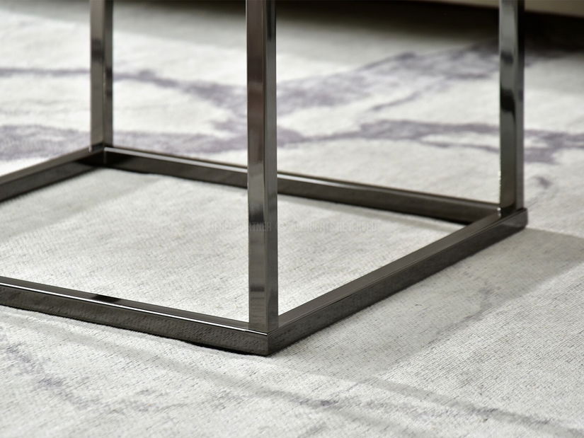 Konferenčný stolík Bella S (biely mramor + čierna)