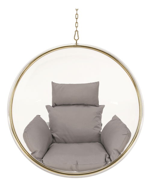 Závesné kreslo Brynlee Typ 1 (sivá + zlatá + transparentná)