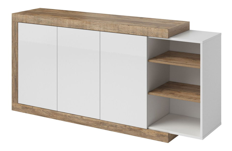 Komoda Sophia Typ 47 (dub samda + biela + lesk biely)