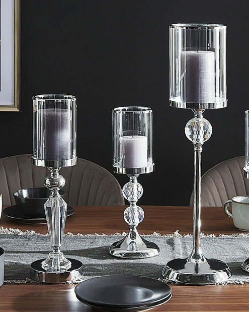 Svietnik CUTUI (37 cm) (strieborná)