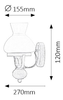 Zidna svjetiljka Petronel 7077 (crna mat + orah + opalno staklo)