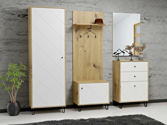 Mobilier hol Bonny (Alb mat + Stejar artisan)