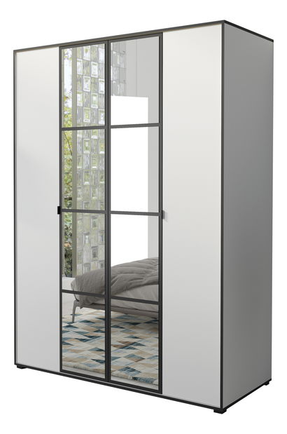 Šatníková skriňa 150 cm Oklahoma 1 (biela + čierna)