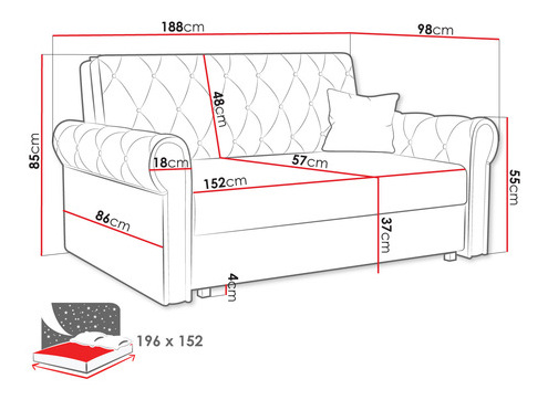 Sofa na razvlačenje Clovea Roma IV (plava) (s prostorom za odlaganje)