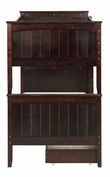 Poschodová posteľ 90 cm Alf (tmavé drevo) (s roštom a úložným priestorom)