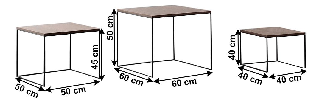 Set 3 ks konferenčné stolíky Lyonsi (orech + čierna)