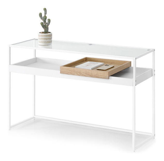 Konzolový stolík Eliash (sonoma + biela)