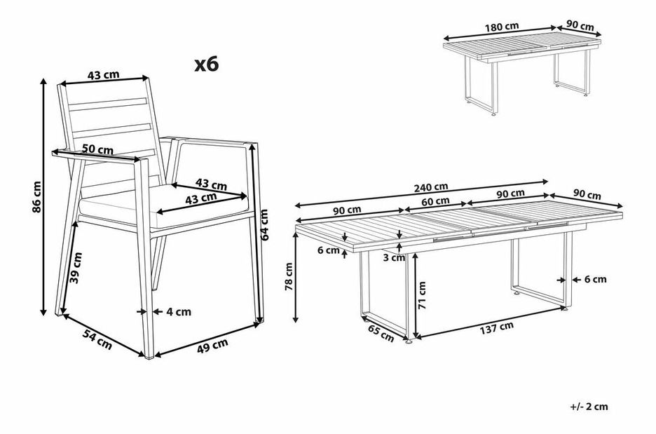 Záhradná zostava Valerian/Tavia (čierna + sivá) 