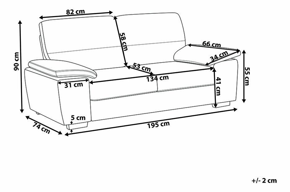 Sofa trosjed Verdal (smeđa)