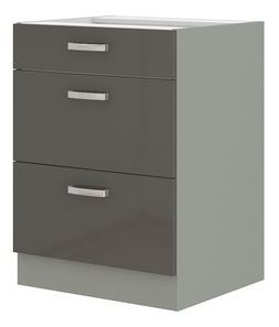 Alsó konyhaszekrény Gonir 60 D 3S BB (szürke + szürke)