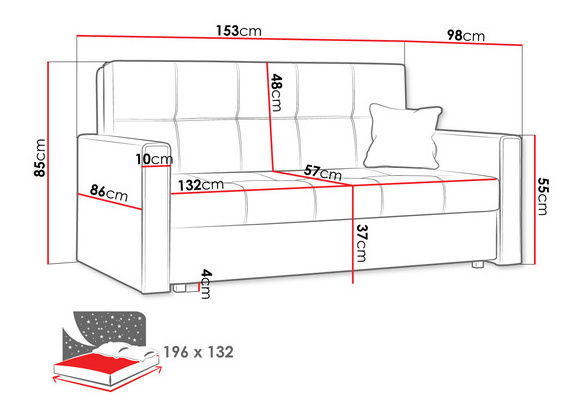 Canapea Candy III (gri)