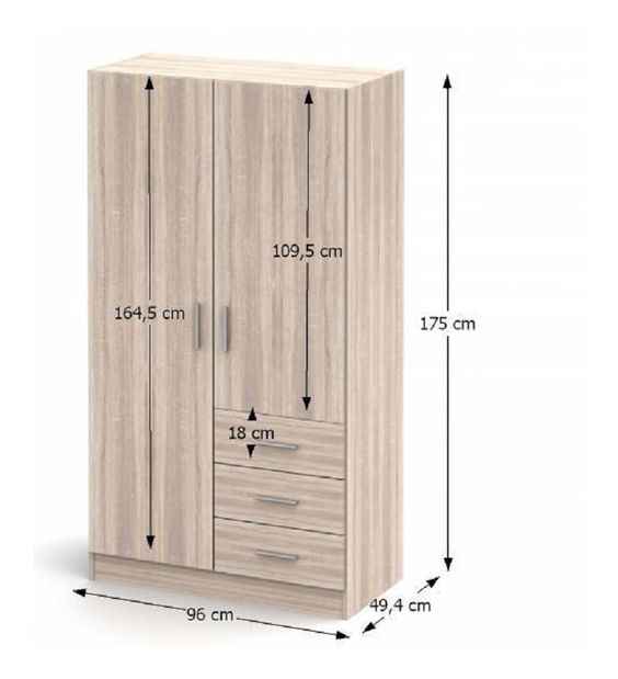 Šatníková skriňa Amo Typ 1 (dub sonoma)