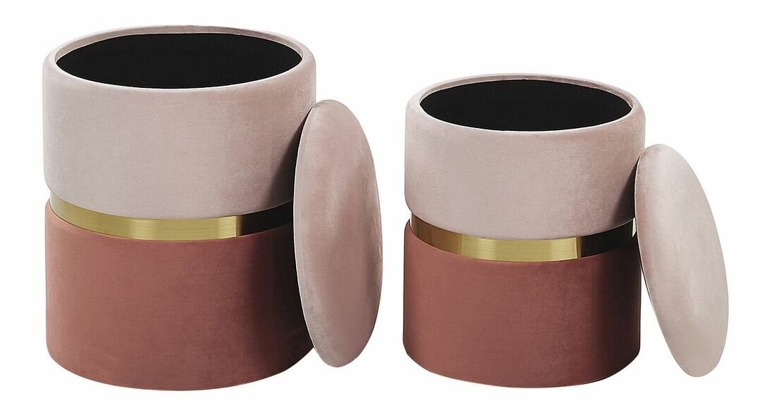 Set 2 buc. taburete WICHINE (stofă) (roz) (cu sp. depozitare)