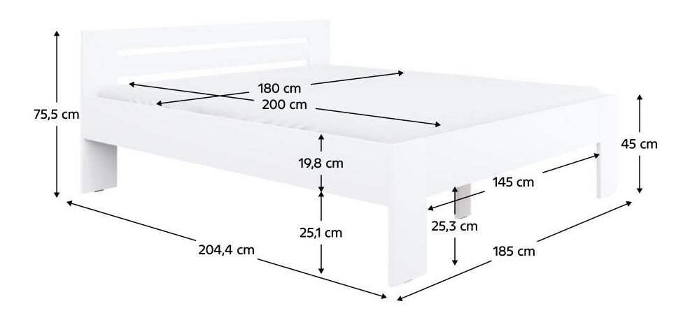Pat matrimonial 180x200 cm Boyard (alb)