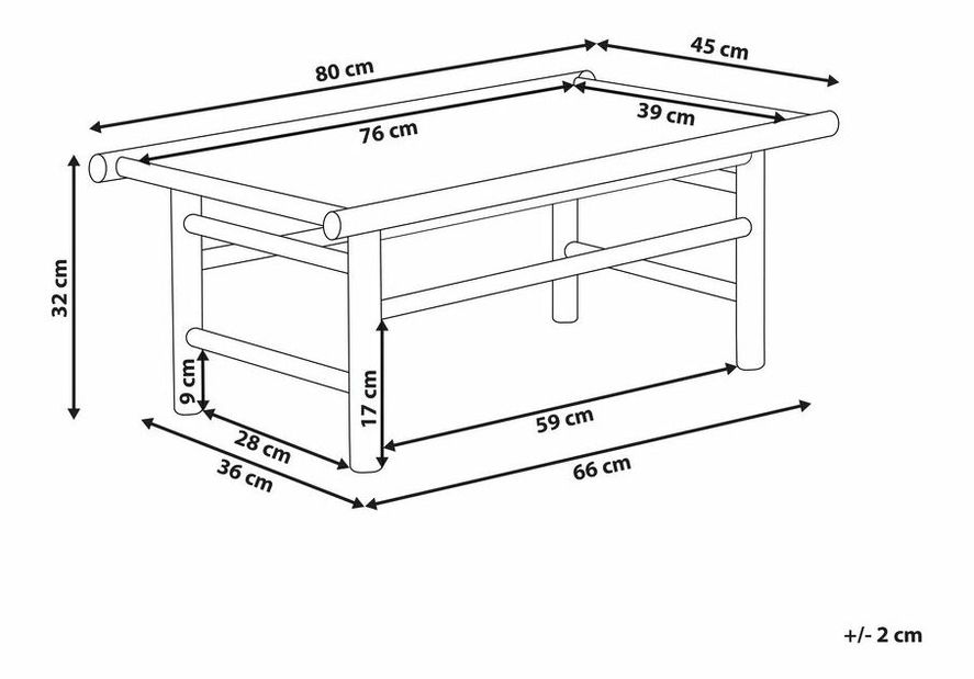 Măsuță de cafea Theta (lemn deschis) 