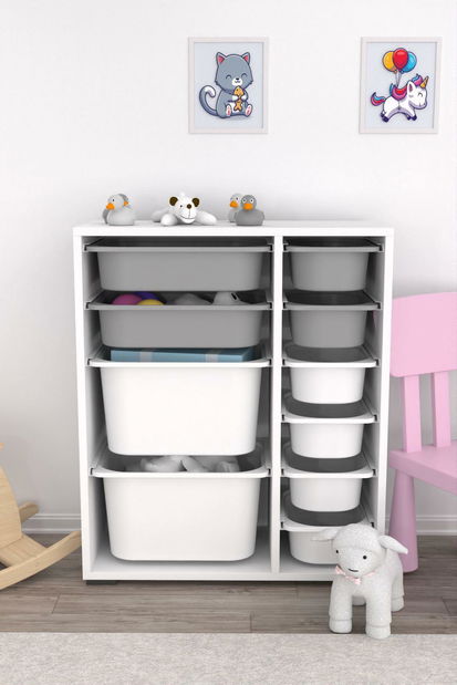 Organizator za igračke Dremonka 10 (bijela + siva)