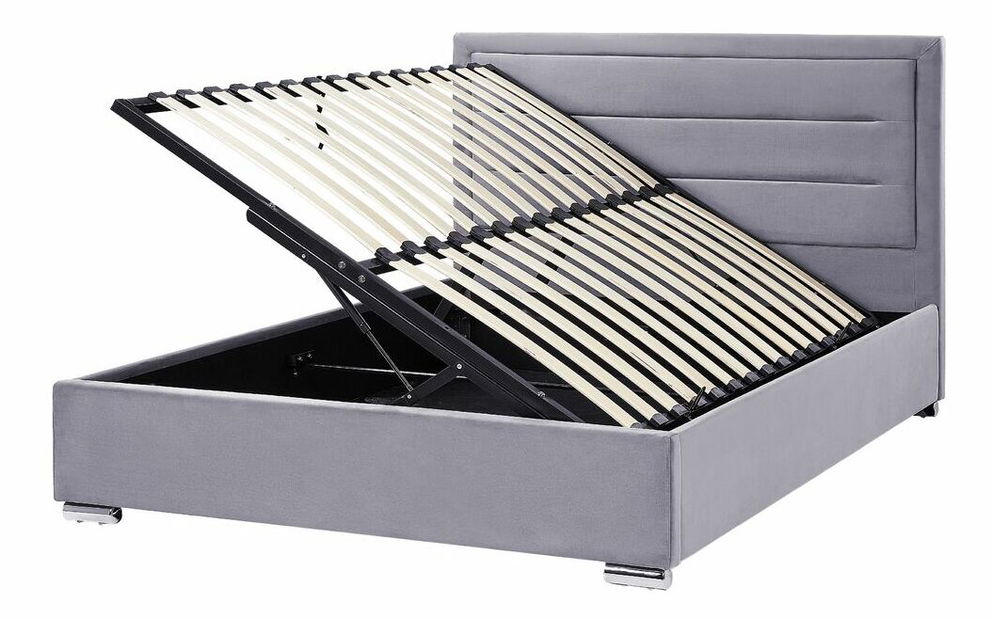 Franciaágy 160 cm Verena (bézs) (ágyráccsal és tárolóhellyel)