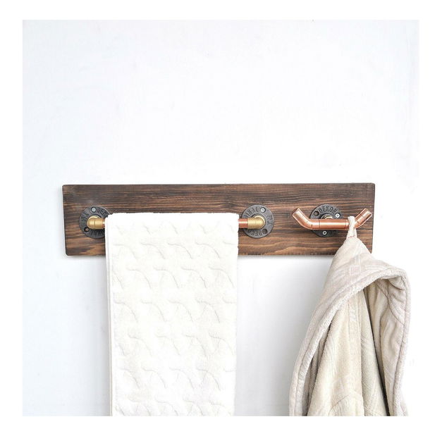 Cuier de perete Nenanu 4 (aur roz + nuc)