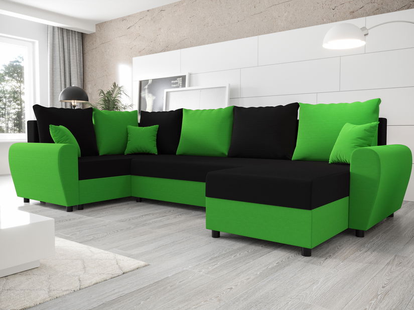 Colțar în formă de U Fleur Long (Verde + Negru) (S)