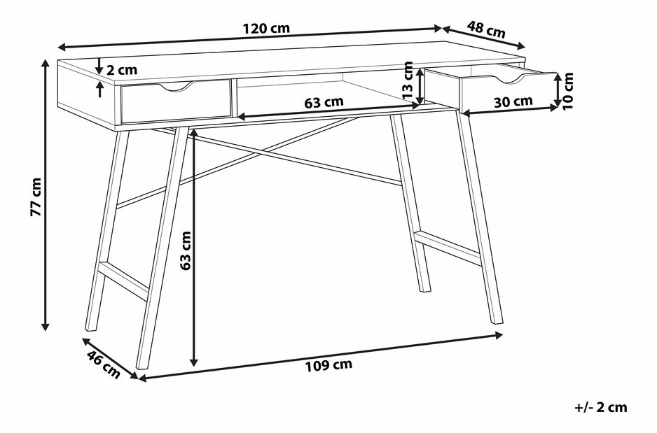 Masă de scris CLARIUM (negru + lemn deschis)