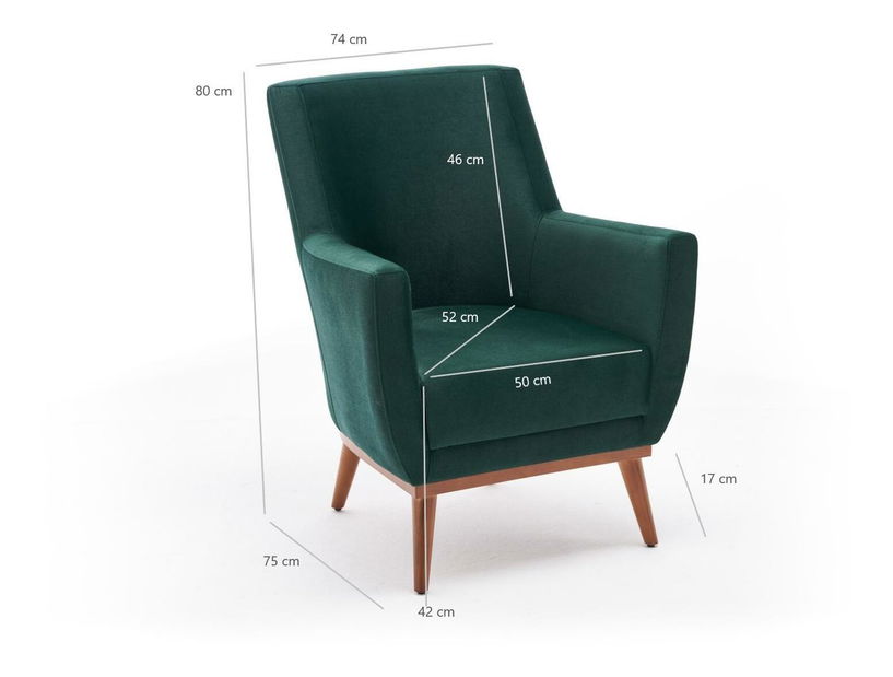 Fotel Goncoletta (zöld + dió)