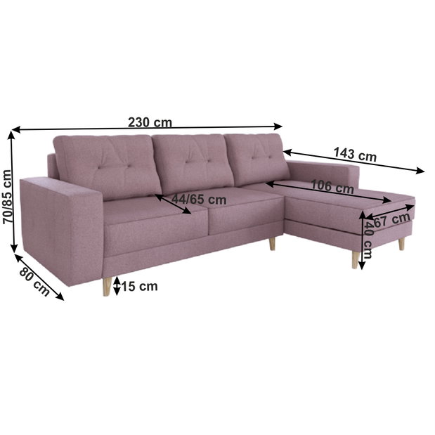 Rohová sedačka Vellin (staroružová) (P)