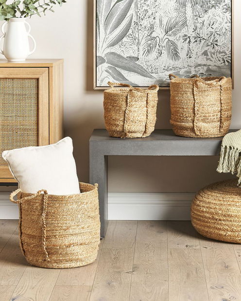 Set 3 buc coșuri depozitare Wang (natural) 