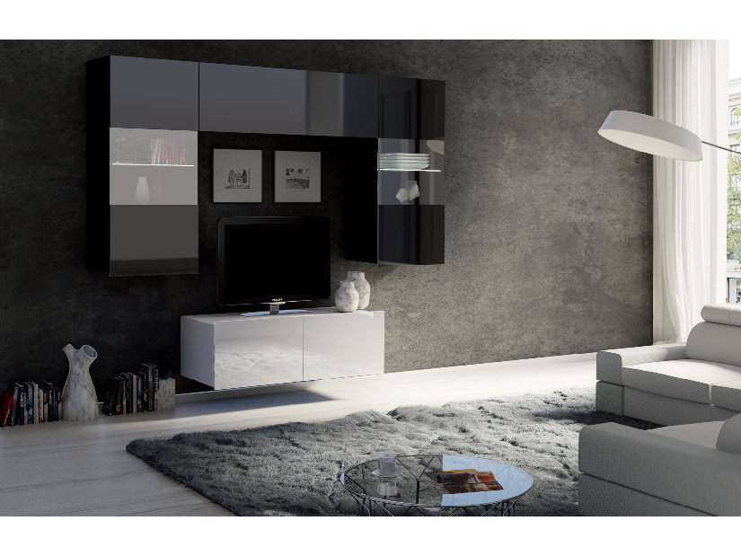 Mobilier living Calabria C10 (Negru + Alb) (fără iluminat)