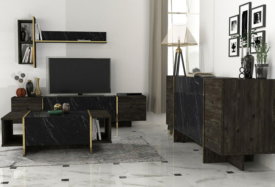 Set za dnevni boravak Vivaldi (crna + zlatna)