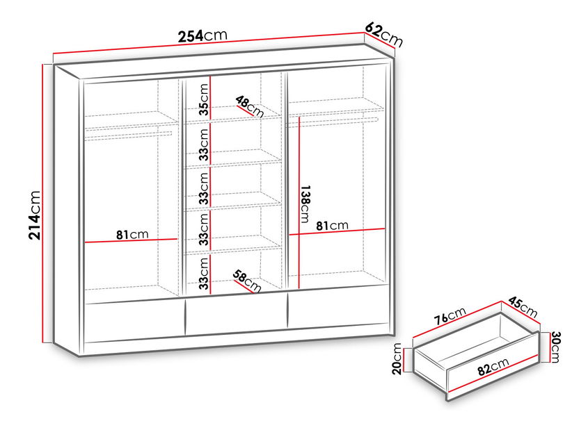 Šatníková skriňa Paul I *výpredaj