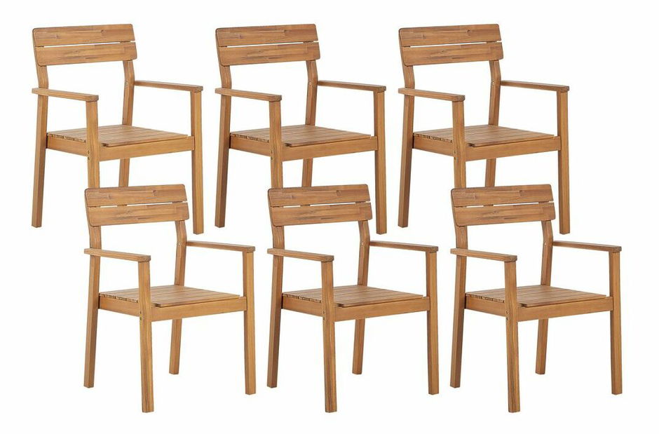 Set 6 ks záhradných stoličiek Fernanda (svetlé drevo)