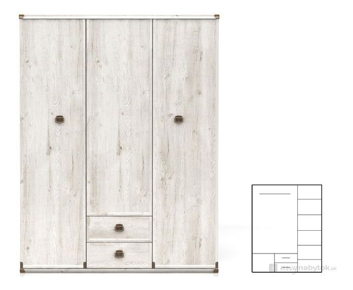 Šatníková skriňa BRW INDIANA JSZF 3D2S (Borovica Canyon) *výpredaj