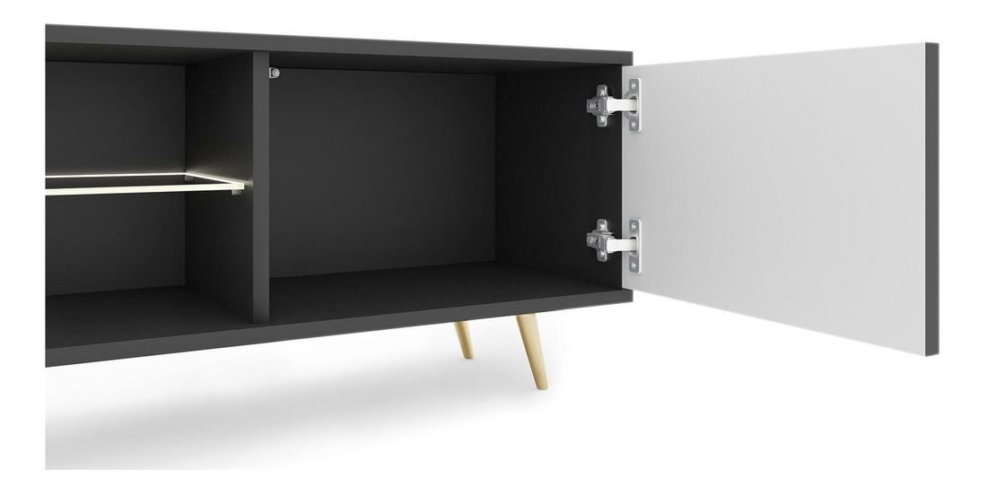 TV skrinka/stolík Biel 175 (s osvetlením) (čierna)