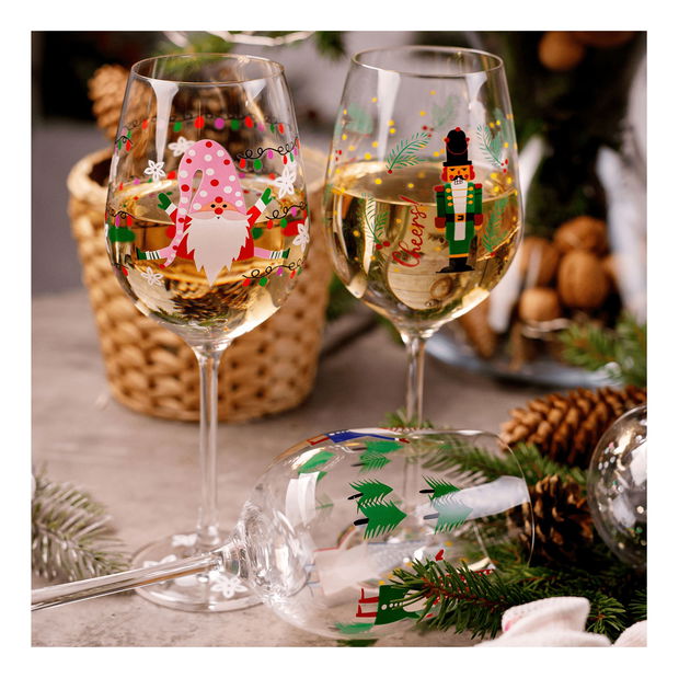 et de 3 pahare de vin 450ml Tipsi trio (motiv de iarnă)