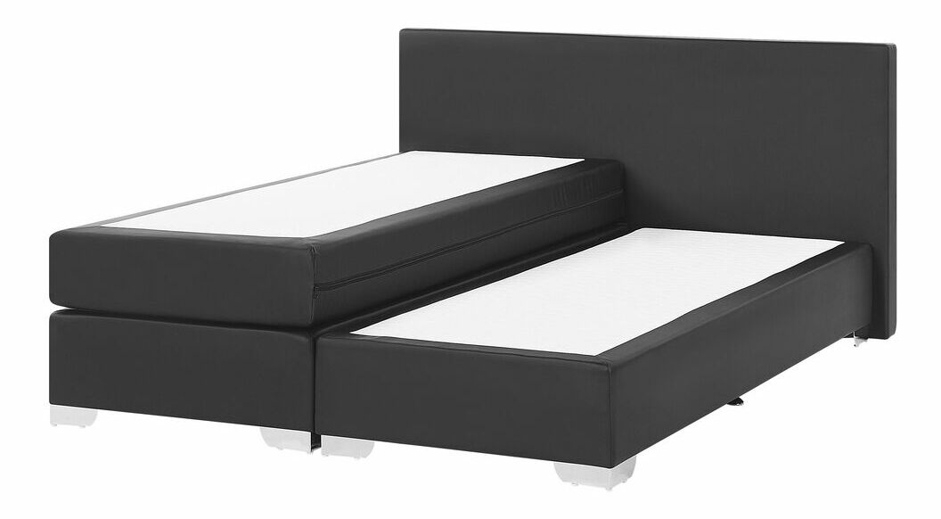 Pat matrimonial 160 cm PREMIER 2 (cu saltele) (negru)