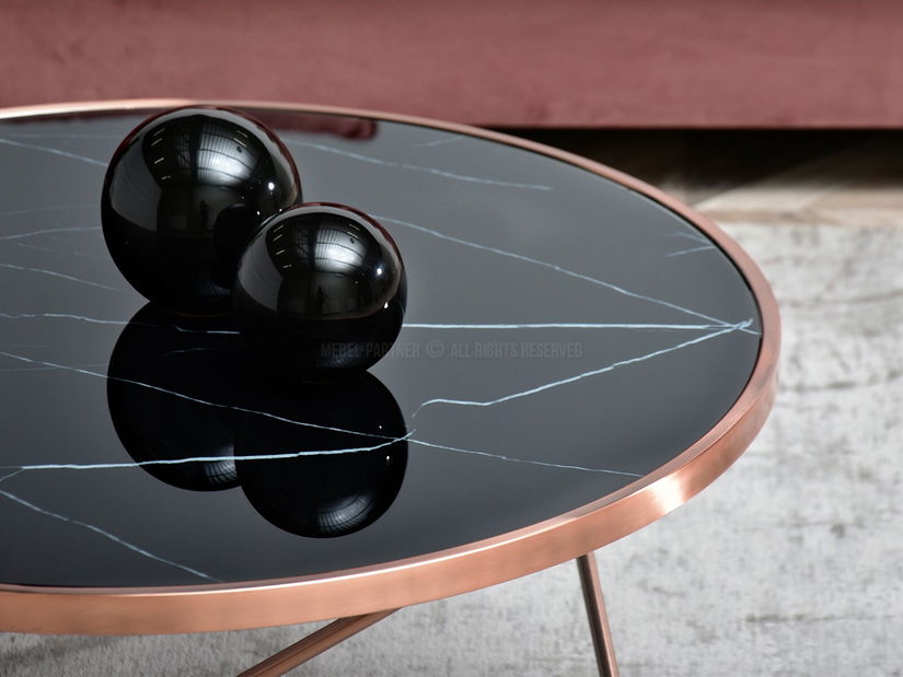 Dohányzóasztal Armin Xl (fekete márvány + réz)