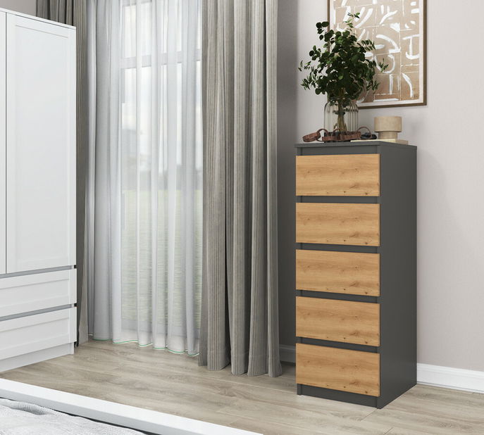 Komoda Musecalo 5 (antracit + dub artisan)