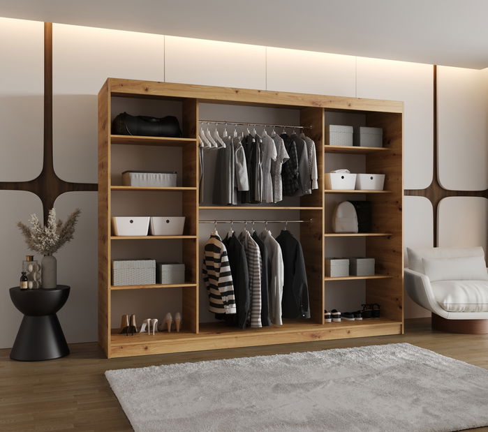 Dulap de haine 250 cm Ronny (Stejar artisan)