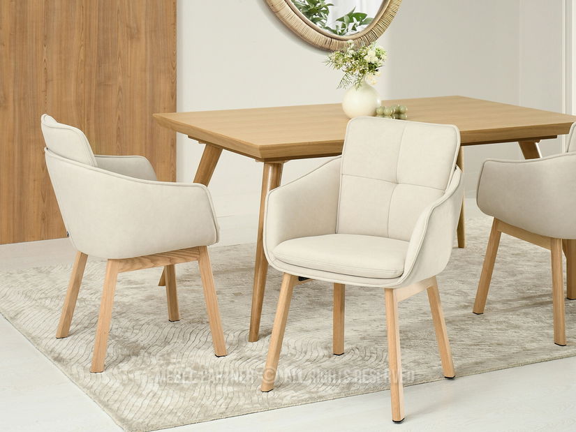 Jedálenská stolička Minimas (béžová + dub)