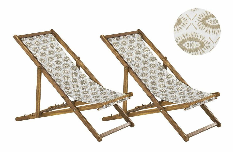 Set 2 ks záhradných lehátok s náhradnými poťahmi Antio (krémová)