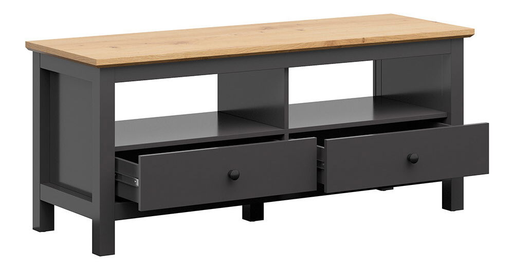 Masă TV/skrinka Hesen RTV2S/6/14 (grafit + Stejar artisan)