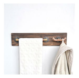 Nástenný vešiak Nenanu 4 (ružové zlato + orech)