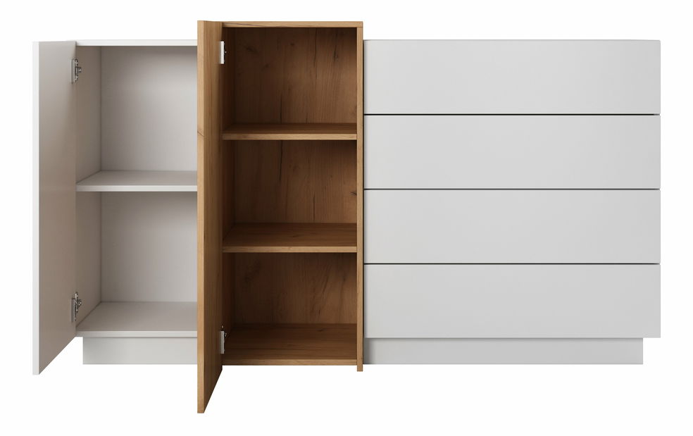 Komód Three 2D4S (arany craft tölgy + fehér)