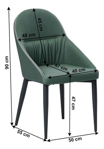 Jedálenská stolička Fosgen (zelená + kov)
