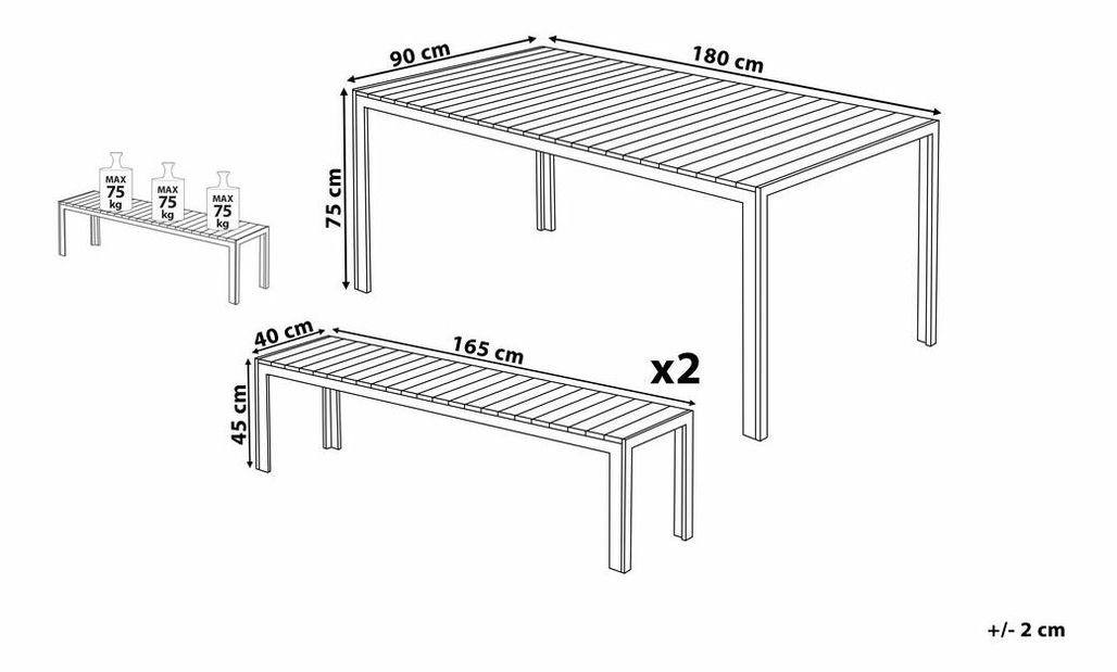 Záhradná jedálenská sada Nermo (sivá)